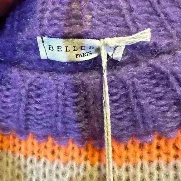 NWT Bellerina Women’s M Neon Stripe Mohair Sweater Colorblock Comfy Cozy‎ - Picture 5 of 11